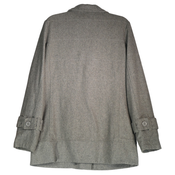 Burton Pea Coat Jacket Womens Large Gray Wool Blend Double Breasted Pockets - Picture 8 of 9